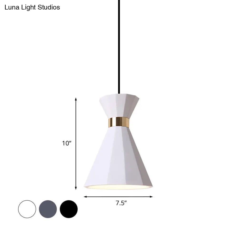 Conical Metal And Resin Nordic Suspension Lamp - 1 Light Bedside Pendant With Adjustable Cord In