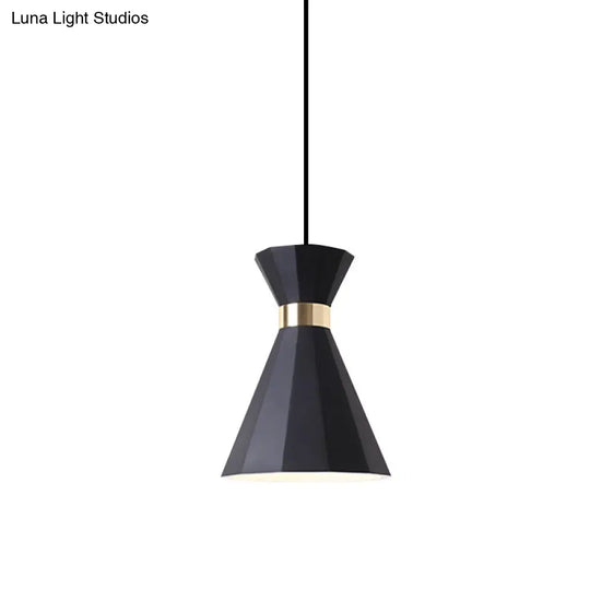 Conical Metal And Resin Nordic Suspension Lamp - 1 Light Bedside Pendant With Adjustable Cord In