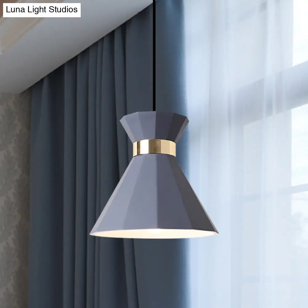 Conical Nordic Style Bedside Pendant Light - 1 Adjustable Cord Metal & Resin Construction Available