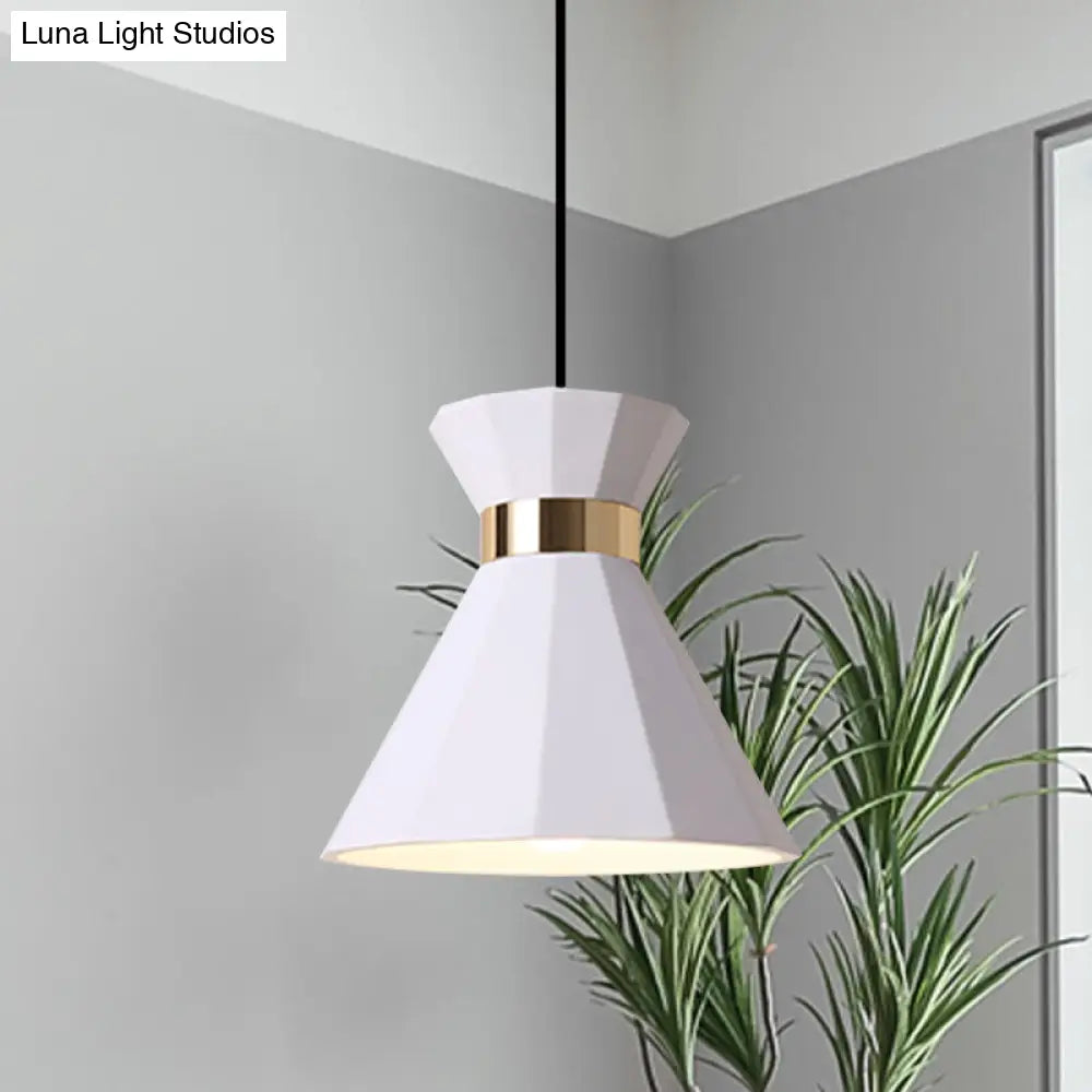 Conical Metal And Resin Nordic Suspension Lamp - 1 Light Bedside Pendant With Adjustable Cord In