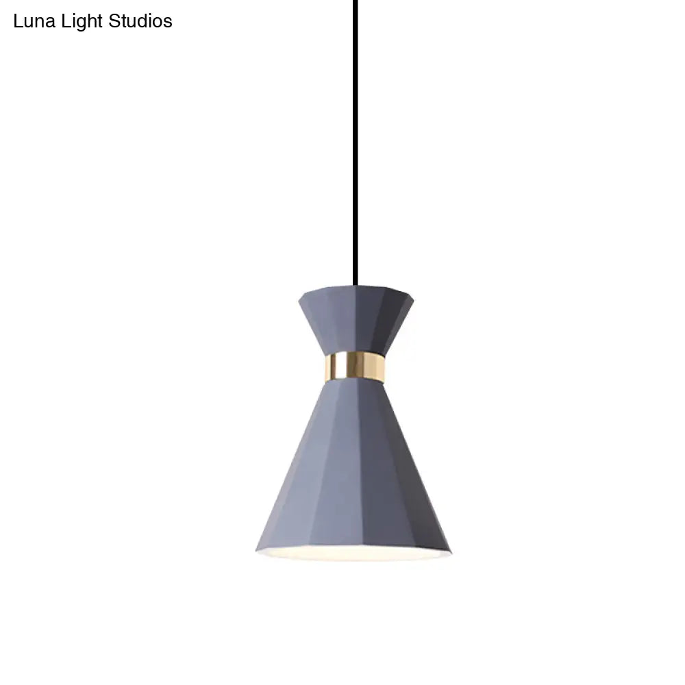 Conical Metal And Resin Nordic Suspension Lamp - 1 Light Bedside Pendant With Adjustable Cord In