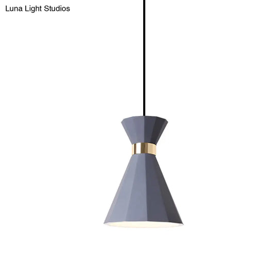 Conical Metal And Resin Nordic Suspension Lamp - 1 Light Bedside Pendant With Adjustable Cord In