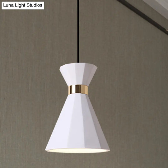 Conical Metal And Resin Nordic Suspension Lamp - 1 Light Bedside Pendant With Adjustable Cord In