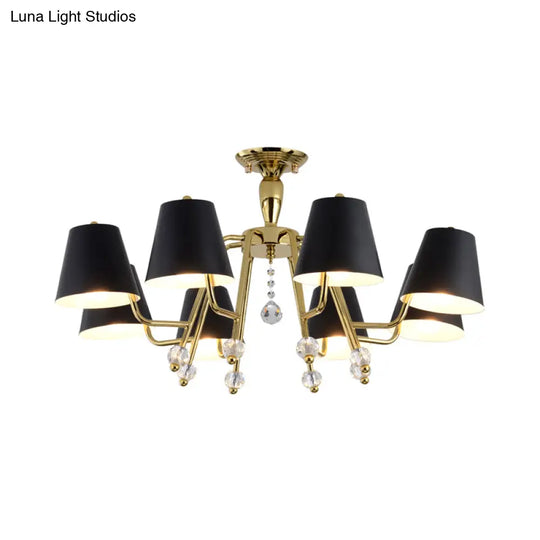 Conical Semi - Mount Black 6/8 - Light Ceiling Light With Crystal Orb Accent For Living Room