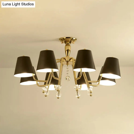 Conical Semi - Mount Black 6/8 - Light Ceiling Light With Crystal Orb Accent For Living Room