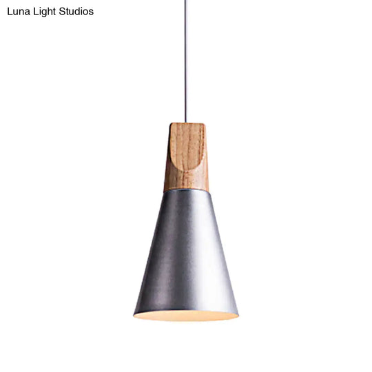 Conical Shade Pendant Light - Metal Contemporary Kitchen Hanging Fixture In Grey/Silver/Yellow 3