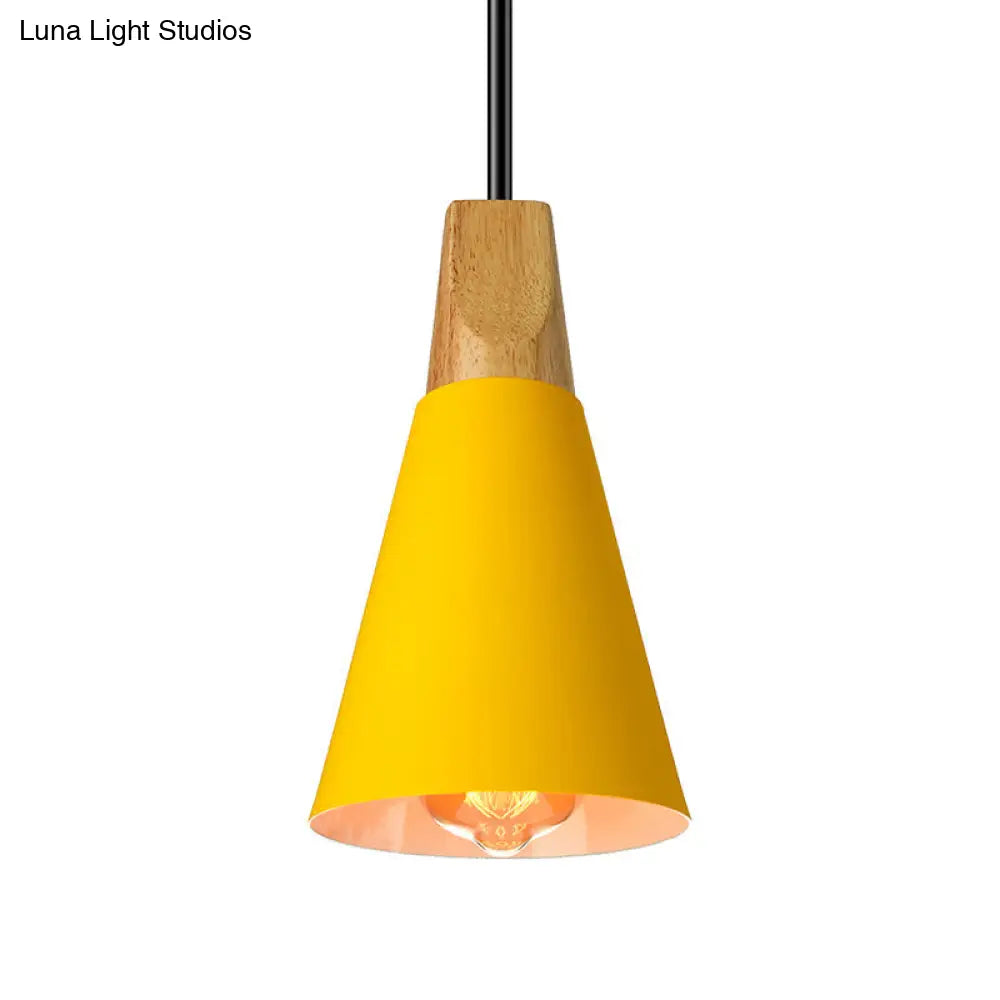 Conical Shade Pendant Light - Metal Contemporary Kitchen Hanging Fixture In Grey/Silver/Yellow 3