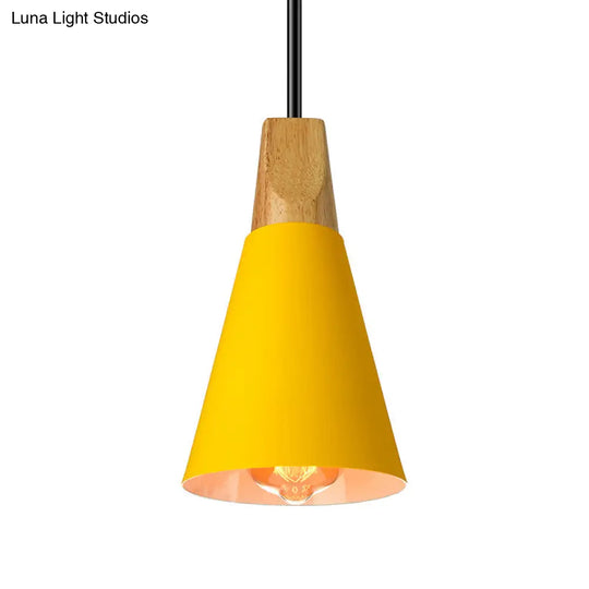 Conical Shade Pendant Light - Metal Contemporary Kitchen Hanging Fixture In Grey/Silver/Yellow 3