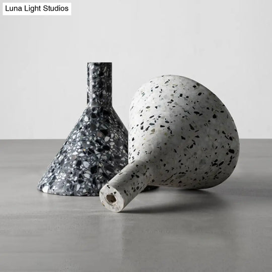 Terrazzo Pendant Light Fixture: Black/White Conical Nordic Design - Hanging Lamp Kit For Tables