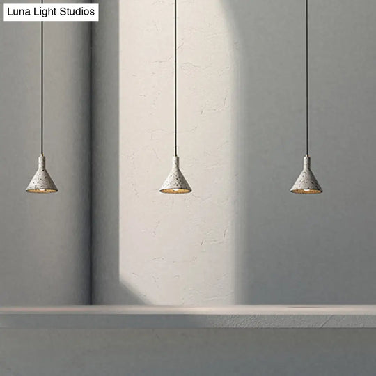 Conical Terrazzo Pendant Light - Nordic Hanging Lamp Kit With Black/White Design Ideal For Table