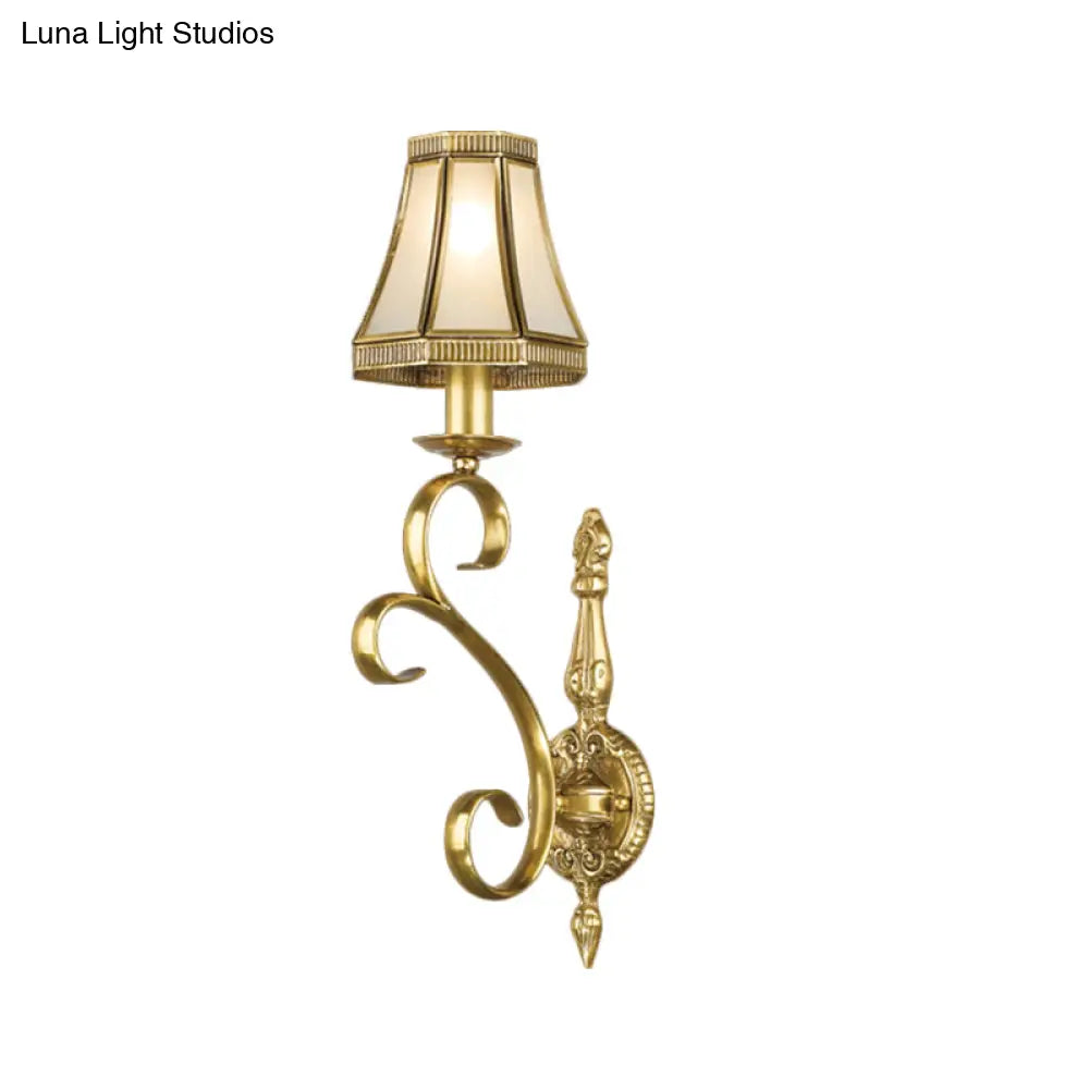 Conical Wall Mount Light - Traditional Brass Metal Fixture With 1/2-Light Lighting