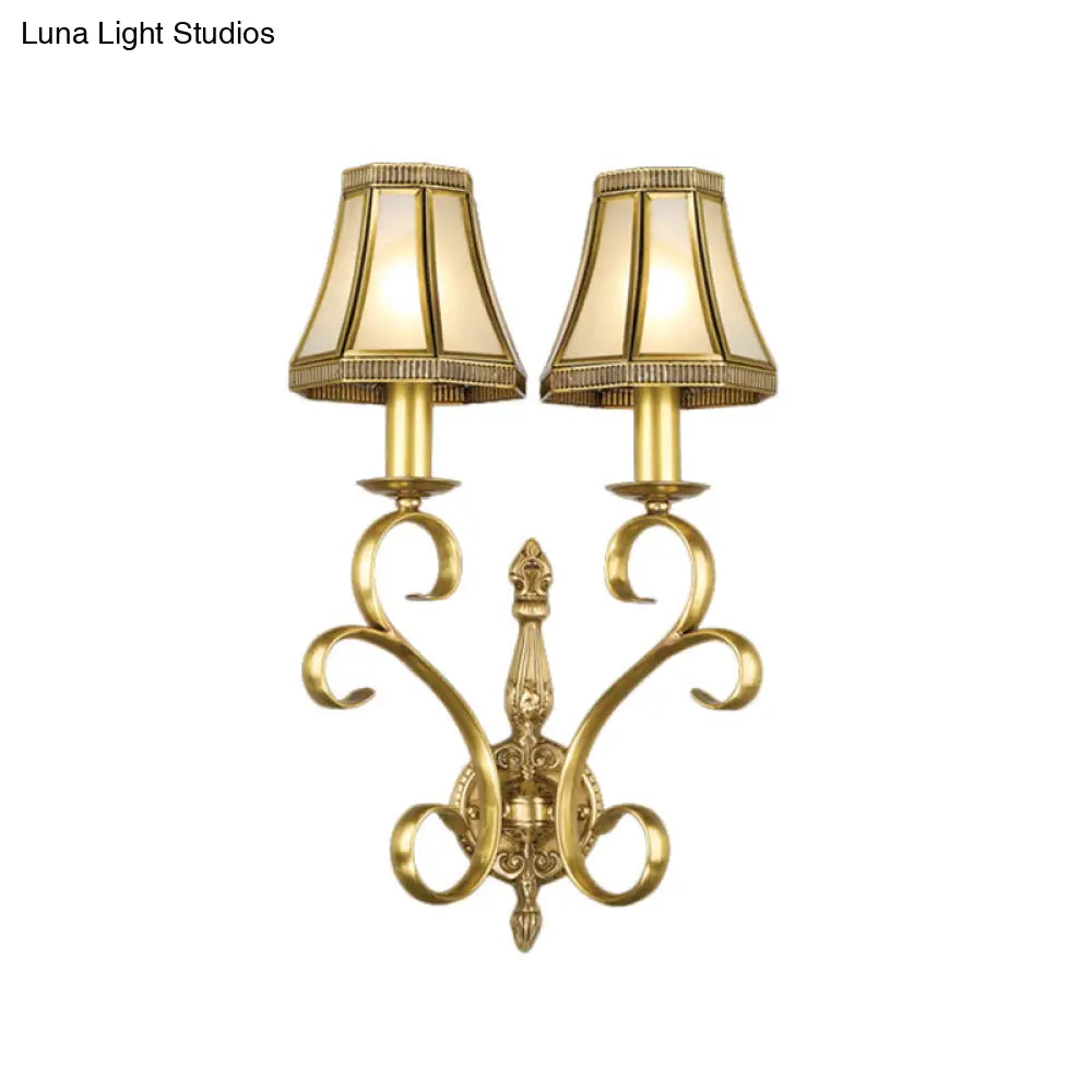 Conical Wall Mount Light - Traditional Brass Metal Fixture With 1/2-Light Lighting