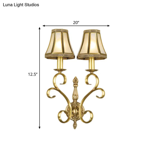 Conical Wall Mount Light - Traditional Brass Metal Fixture With 1/2-Light Lighting