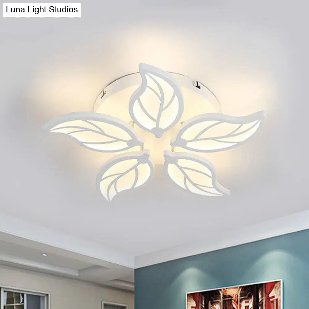 Contemporary 1/2-Tier Acrylic Flush Ceiling Lamp With Leaf Design And Warm/White Led Light (22/27
