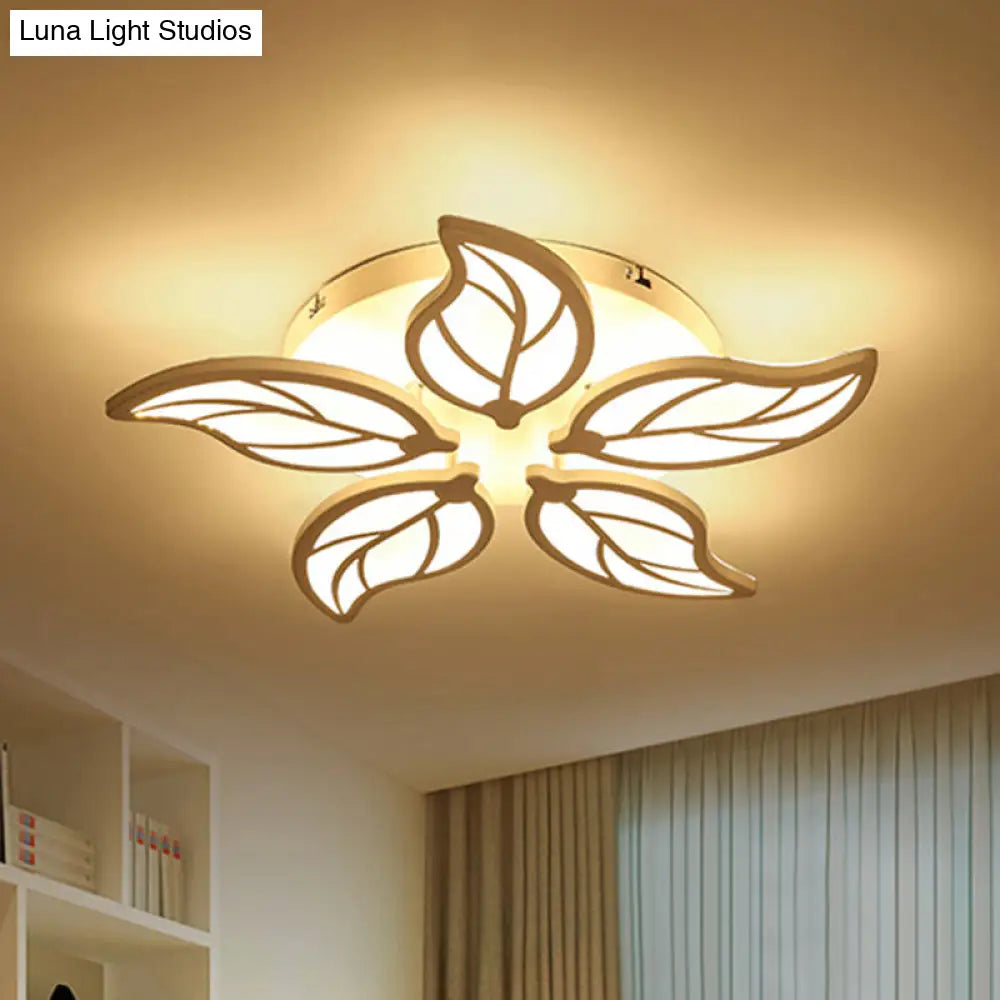 Contemporary 1/2-Tier Acrylic Flush Ceiling Lamp With Leaf Design And Warm/White Led Light (22/27