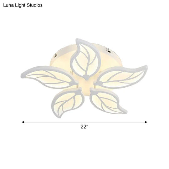 Contemporary 1/2-Tier Acrylic Flush Ceiling Lamp With Leaf Design And Warm/White Led Light