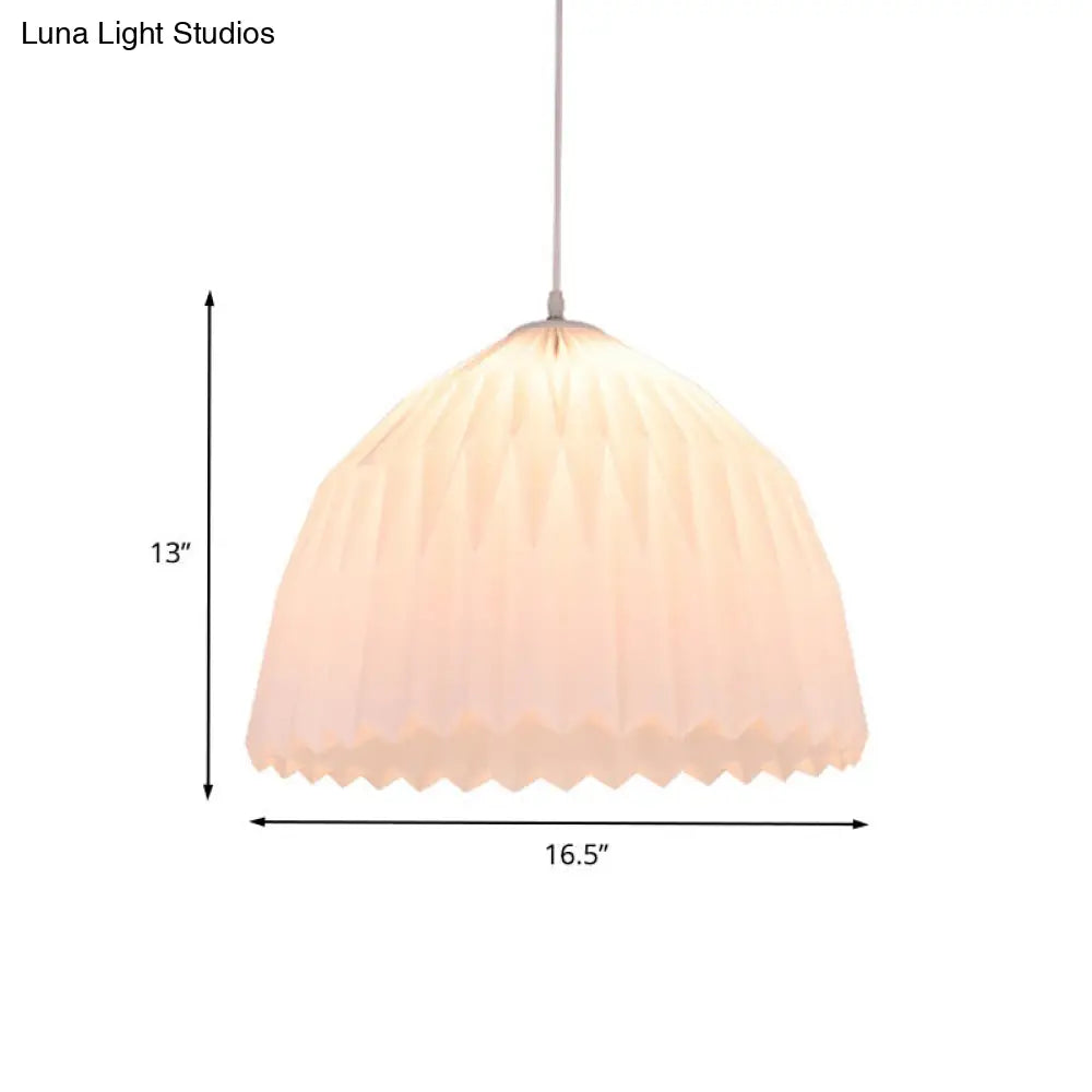 Contemporary White Dome Hanging Ceiling Lamp With Acrylic Shade - Perfect For Dining Room