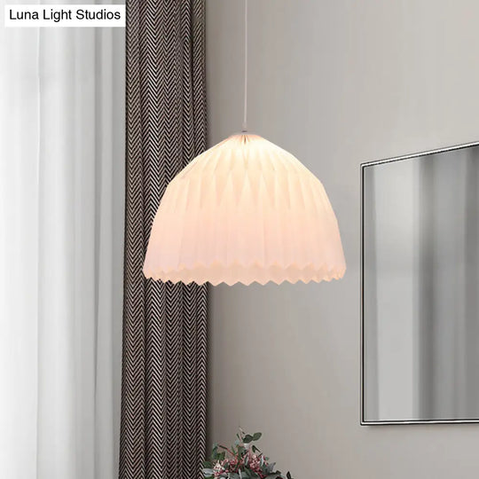 Contemporary White Dome Hanging Ceiling Lamp With Acrylic Shade - Perfect For Dining Room