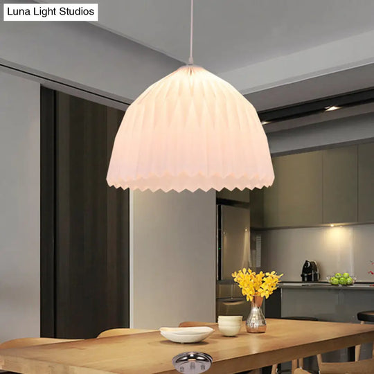 Contemporary White Dome Hanging Ceiling Lamp With Acrylic Shade - Perfect For Dining Room