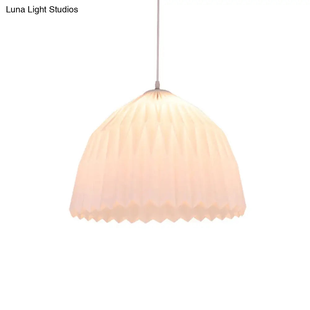 Contemporary White Dome Hanging Ceiling Lamp With Acrylic Shade - Perfect For Dining Room