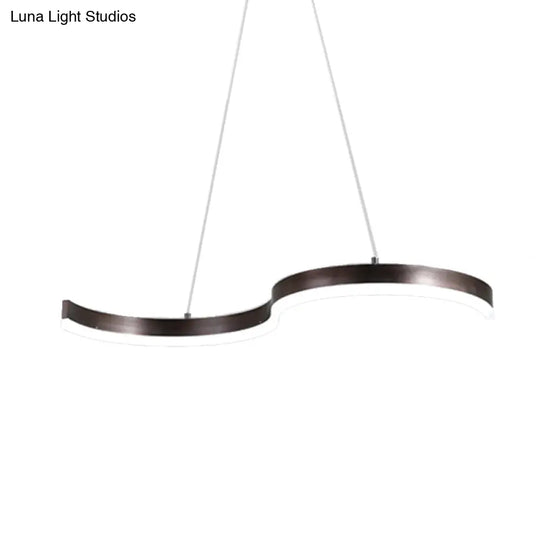 Contemporary 1-Light Chandelier - 25.5/31.5 Wide Brown S-Shaped Pendant With Acrylic Shade In