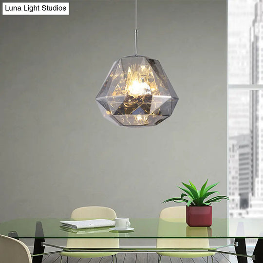 Modern Pendant Lamp With Acrylic Diamond Shade - Black/Silver/Blue