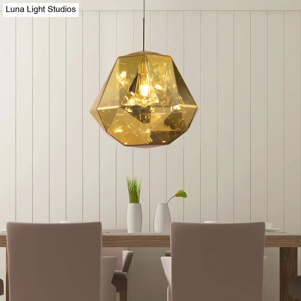 Modern Pendant Lamp With Acrylic Diamond Shade - Black/Silver/Blue Gold