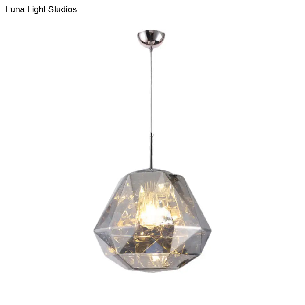 Modern Pendant Lamp With Acrylic Diamond Shade - Black/Silver/Blue