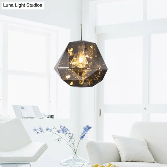 Contemporary 1-Light Pendant Lamp – Acrylic Shade In Black/Silver/Blue Diamond Ceiling Hanging Light