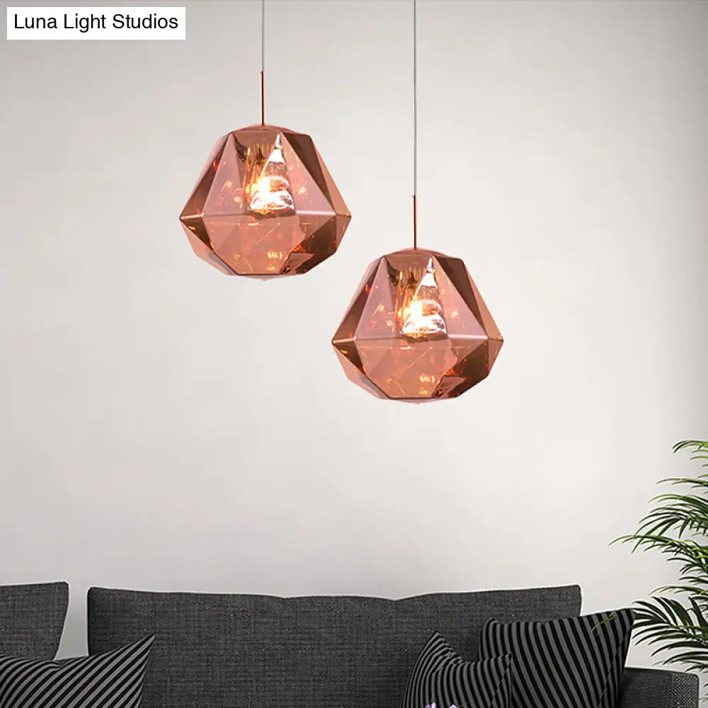 Contemporary 1-Light Pendant Lamp – Acrylic Shade In Black/Silver/Blue Diamond Ceiling Hanging Light