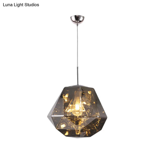 Contemporary 1-Light Pendant Lamp – Acrylic Shade In Black/Silver/Blue Diamond Ceiling Hanging Light