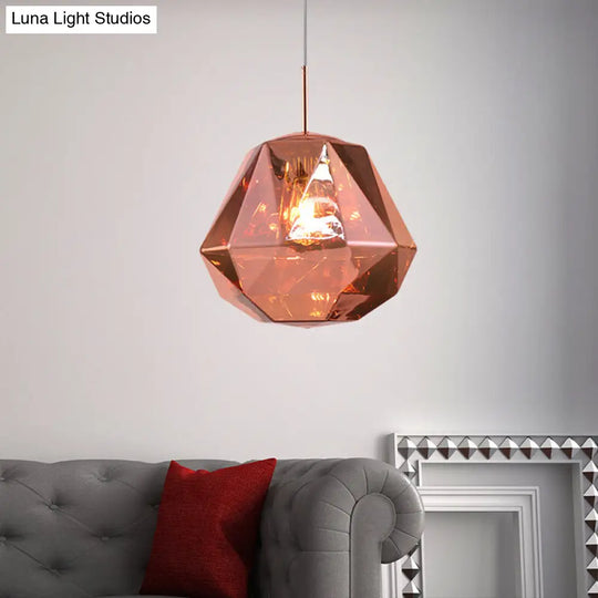 Modern Pendant Lamp With Acrylic Diamond Shade - Black/Silver/Blue Rose Gold