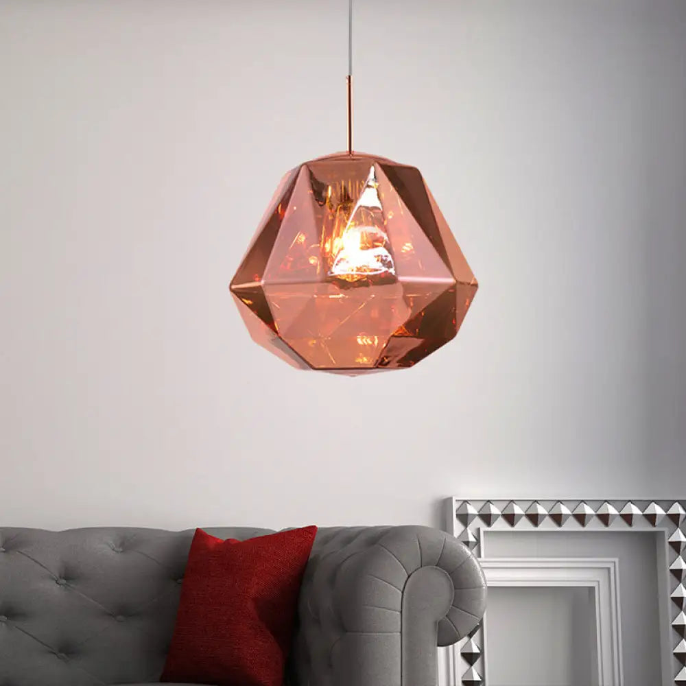 Contemporary 1-Light Pendant Lamp – Acrylic Shade In Black/Silver/Blue Diamond Ceiling Hanging