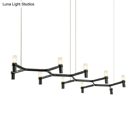 Contemporary 10-Head Ceiling Pendant With Aluminum Alloy Shade - Black White Chrome Or Gold Tube