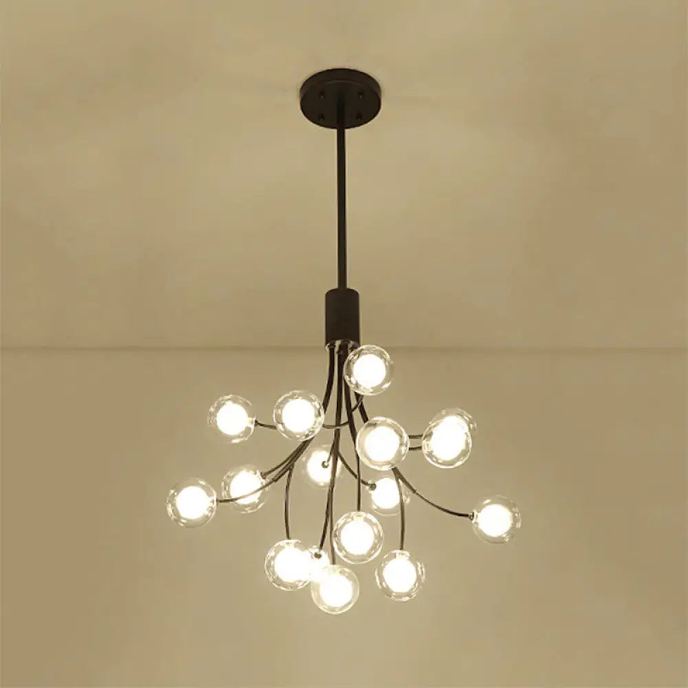 Contemporary 16-Light Black Finish Grape Chandelier - Metal Pendant Lamp