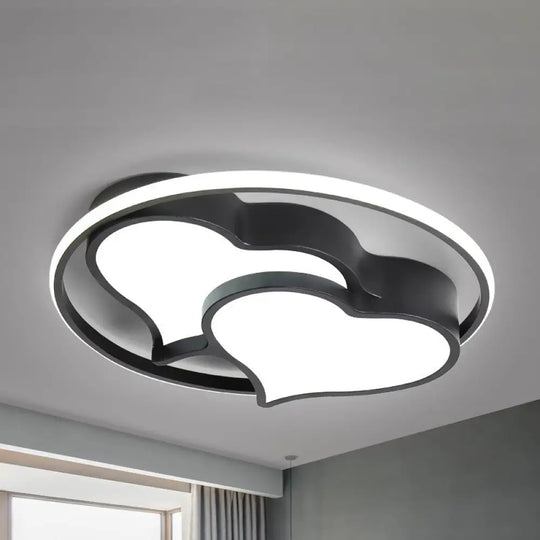 Contemporary 2-Heart Acrylic And Metal Flush Mount Ceiling Light For Living Room Black / Warm