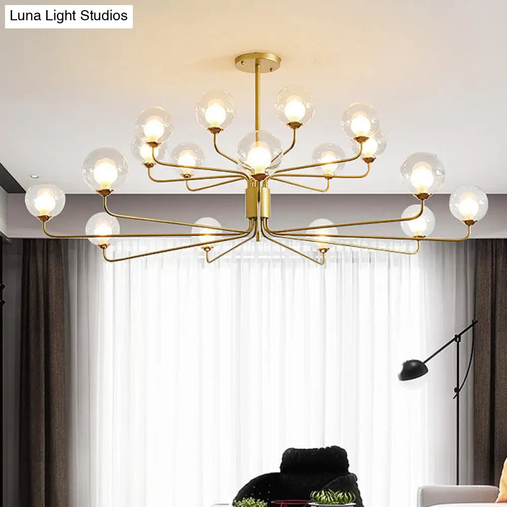 Contemporary 2-Tier Ball Clear Glass Chandelier - Elegant Radial Design With 8/12/18 Lights