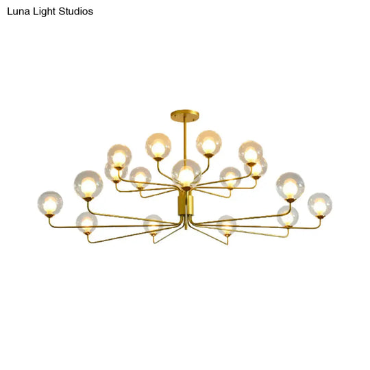 Contemporary 2-Tier Ball Clear Glass Chandelier With Radial Design - 8/12/18 Lights Black/Gold