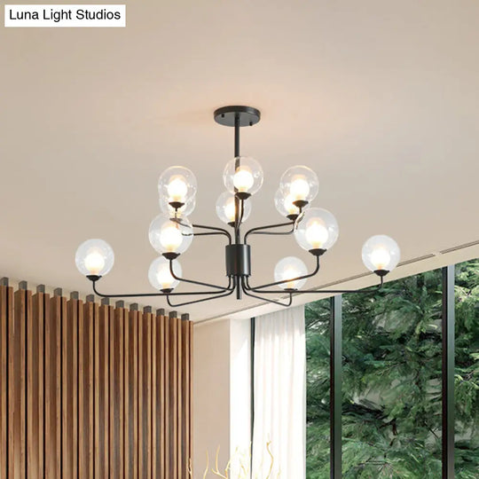 Contemporary 2-Tier Ball Clear Glass Chandelier - Elegant Radial Design With 8/12/18 Lights