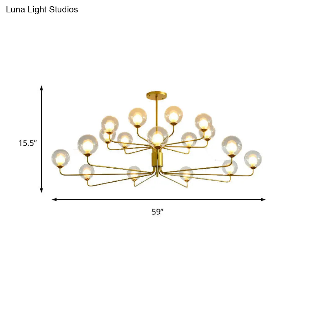 Contemporary 2-Tier Ball Clear Glass Chandelier - Elegant Radial Design With 8/12/18 Lights