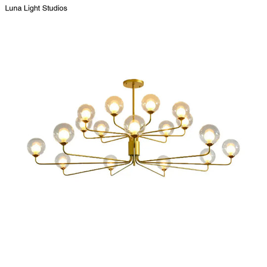 Contemporary 2-Tier Ball Clear Glass Chandelier - Elegant Radial Design With 8/12/18 Lights