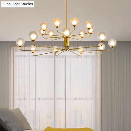 Contemporary 2-Tier Ball Clear Glass Chandelier - Elegant Radial Design With 8/12/18 Lights