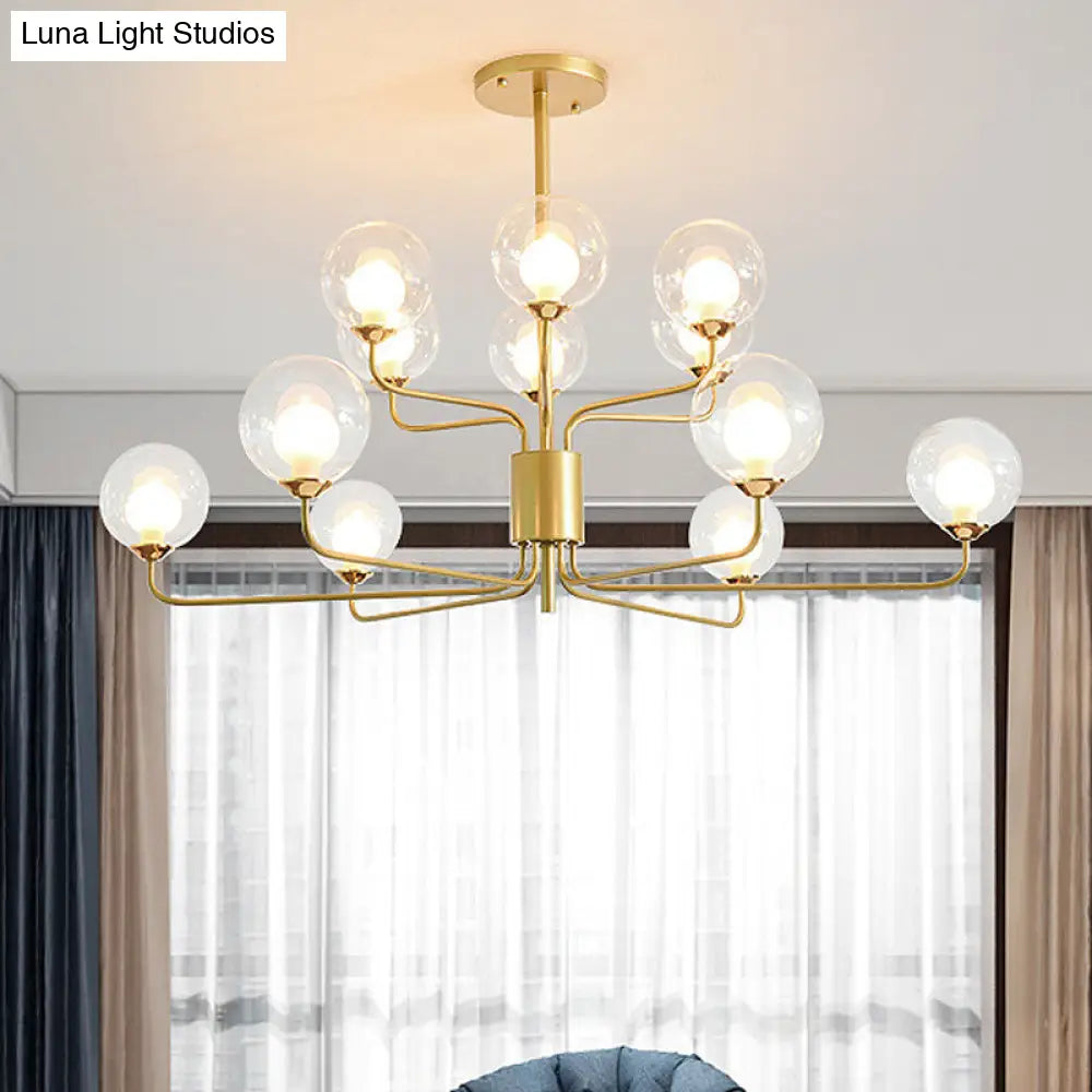 Contemporary 2-Tier Ball Clear Glass Chandelier - Elegant Radial Design With 8/12/18 Lights