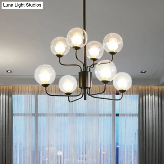 Contemporary 2-Tier Ball Clear Glass Chandelier - Elegant Radial Design With 8/12/18 Lights