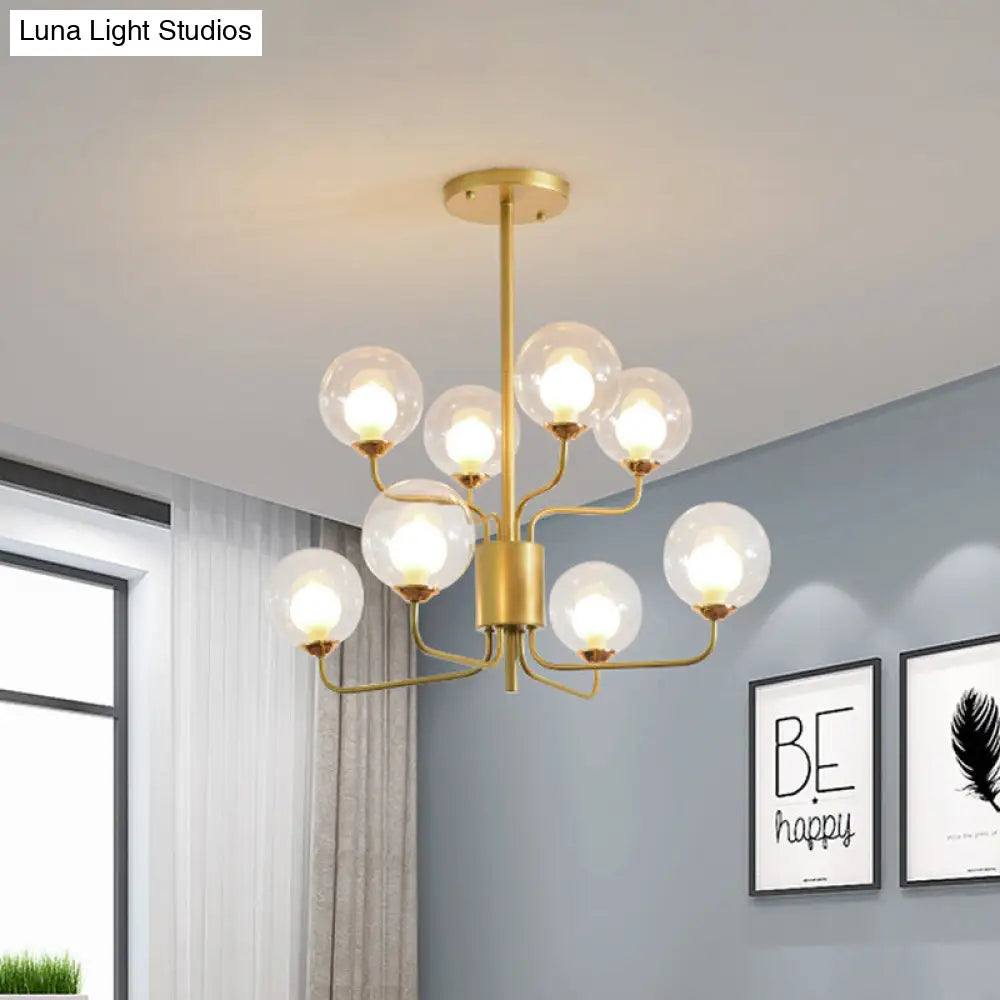 Contemporary 2-Tier Ball Clear Glass Chandelier - Elegant Radial Design With 8/12/18 Lights