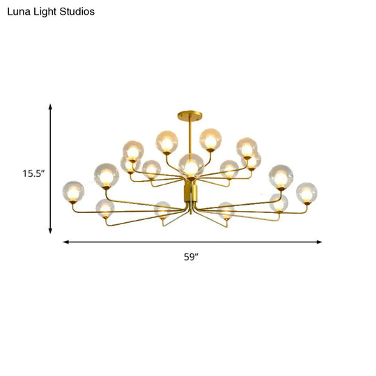 Contemporary 2-Tier Ball Clear Glass Chandelier With Radial Design - 8/12/18 Lights Black/Gold