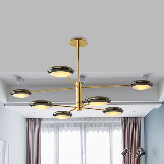 Contemporary 2-Tier Gold/Black Starburst Chandelier - Led Ceiling Lamp 6/8 Lights 8 / Gold