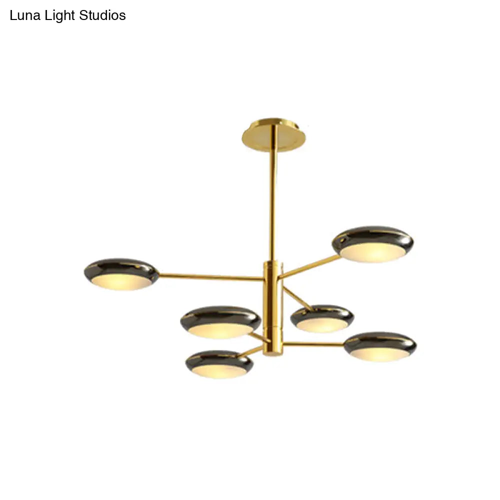 Contemporary 2-Tier Gold/Black Starburst Chandelier - Led Ceiling Lamp 6/8 Lights