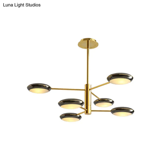 Contemporary 2-Tier Gold/Black Starburst Chandelier - Led Ceiling Lamp 6/8 Lights