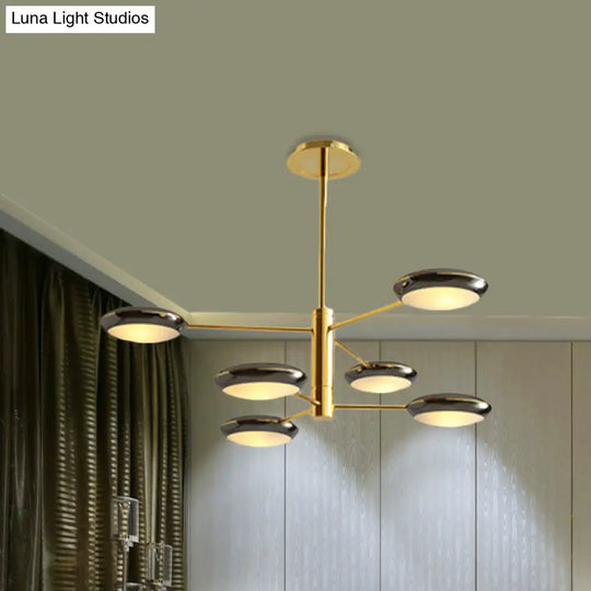 Contemporary 2-Tier Gold/Black Starburst Chandelier - Led Ceiling Lamp 6/8 Lights